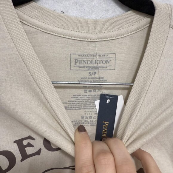 Pendleton Shirt Mens Small Beige Rodeo Ready Graphic Western Cowboy 1863 Tee - Picture 4 of 9